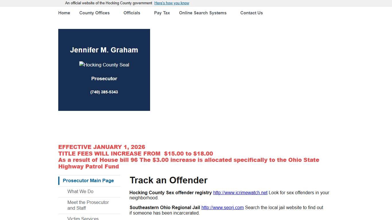 Track an Offender | Hocking County